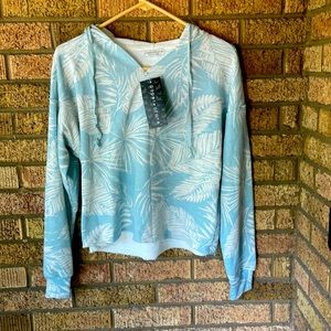 Brand New Paper Crane blue palm print crop sweatshirt